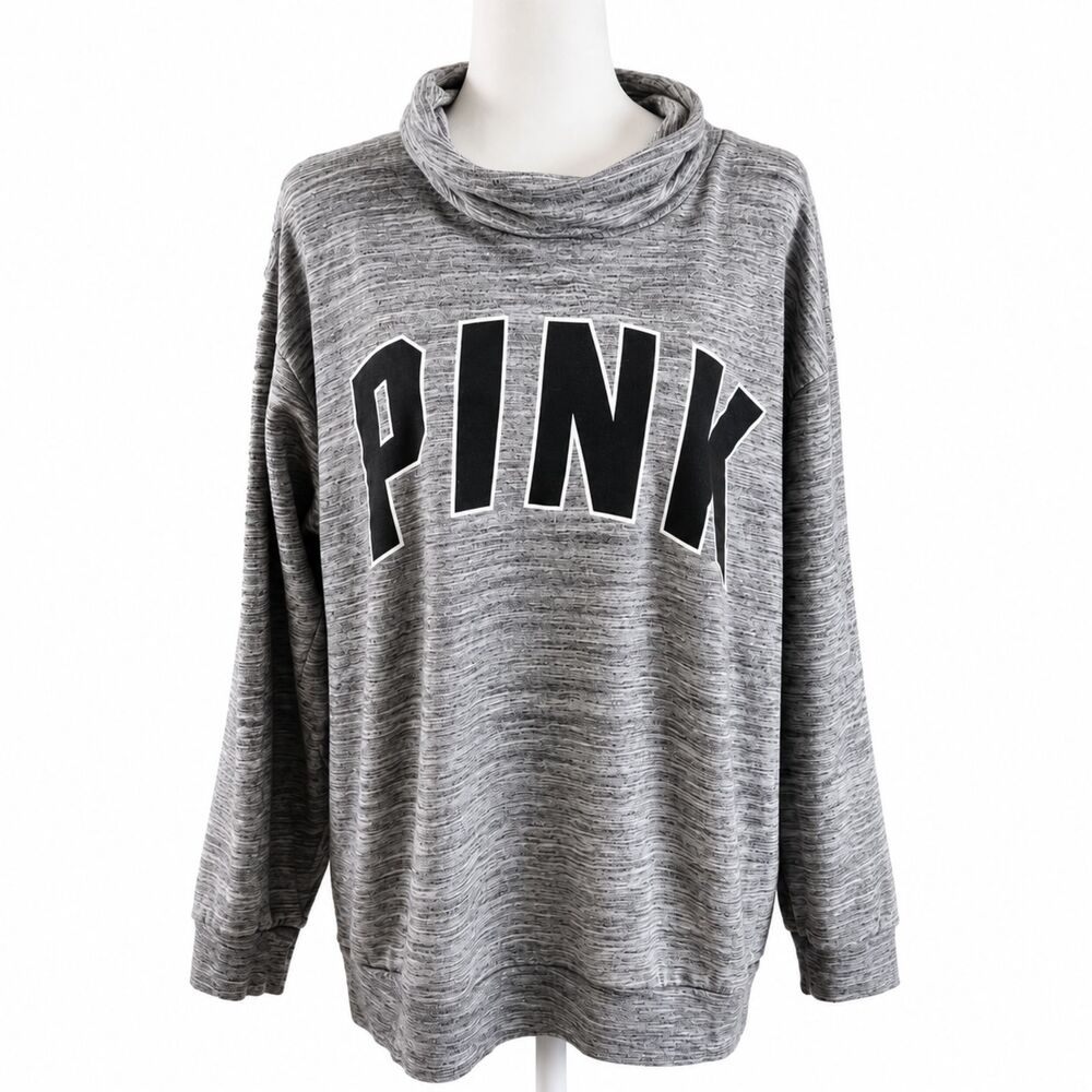 Victoria’s Secret PINK Gray Marled Cowl Neck Pullover Sweatshirt Women’s Large
